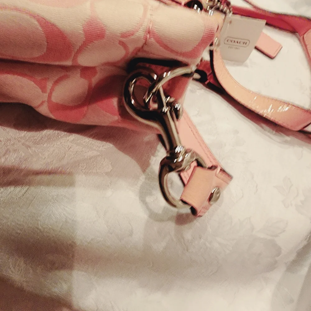 SOLD TO AUNT YV Coach Pink Signiture Ashley Bag + Wallet & checkbook š„ - Picture 8 of 10